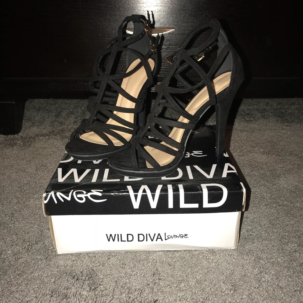 Black strappy heels